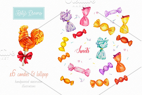 Sweets & Chocolate. Watercolor. in Illustrations - product preview 1