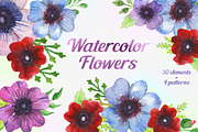Watercolor Flowers set