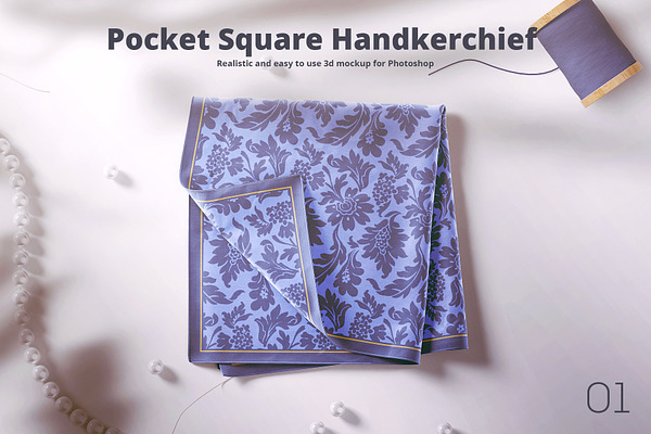 Silk Square Handkerchief Mockup 01