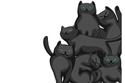 Background with cartoon black cats.