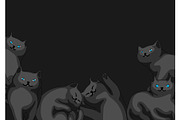 Background with cartoon black cats.