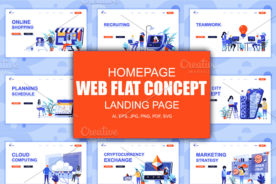 Flat Design Landing Page Templates in Web Elements - product preview 8