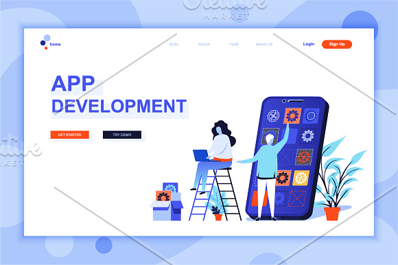 Flat Design Landing Page Templates in Web Elements - product preview 3