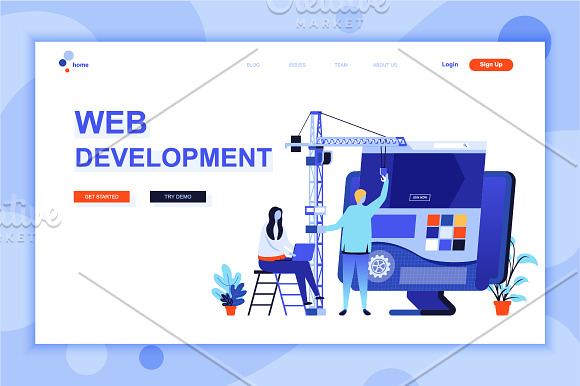 Flat Design Landing Page Templates in Web Elements - product preview 9