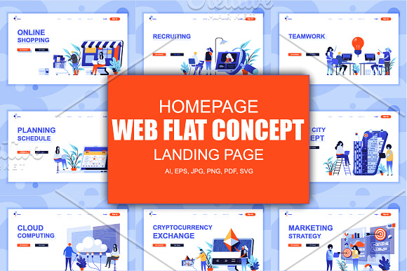 Flat Design Landing Page Templates in Web Elements - product preview 41