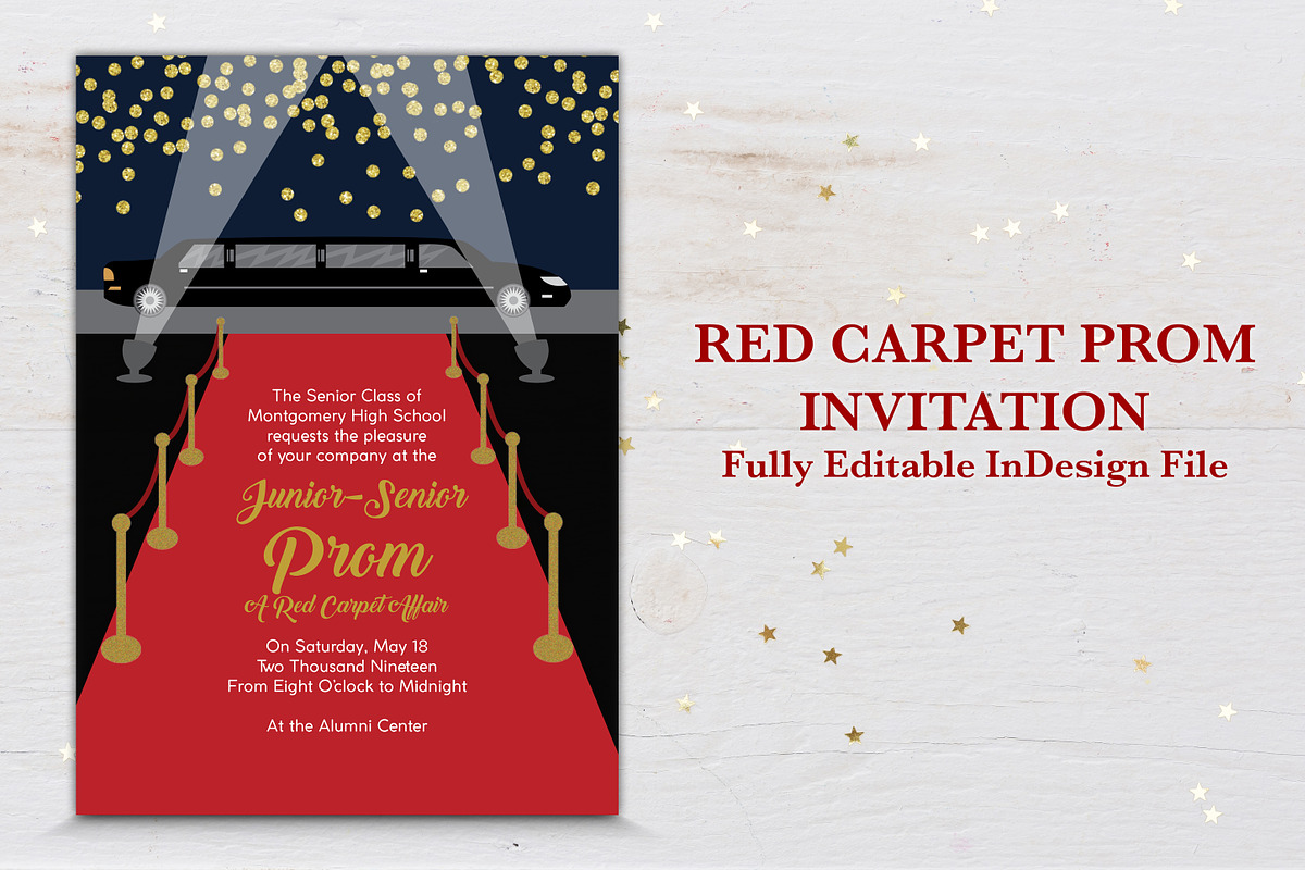 Red Carpet Prom Invitation in Card Templates - product preview 8