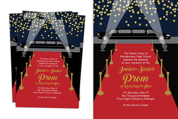 Red Carpet Prom Invitation in Card Templates - product preview 1