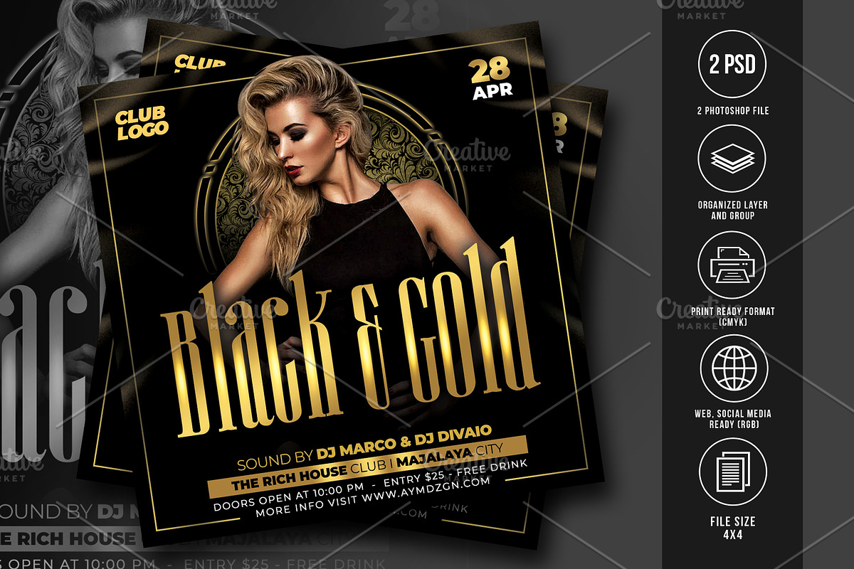 Black and Gold Flyer in Flyer Templates - product preview 8