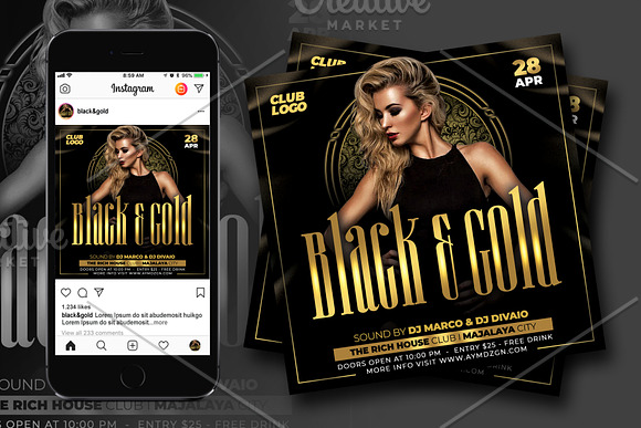 Black and Gold Flyer in Flyer Templates - product preview 1