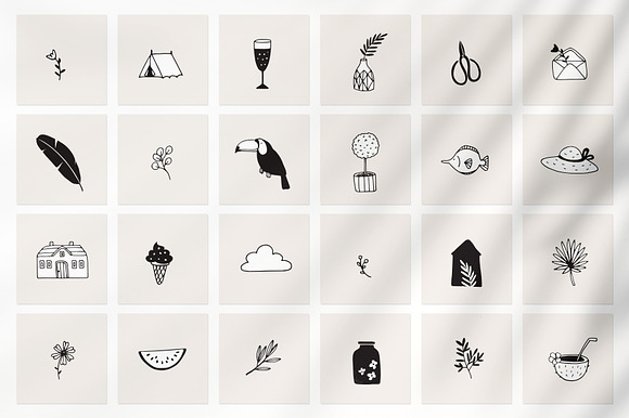 100 SUMMER hand drawn icons & logos in Illustrations - product preview 5