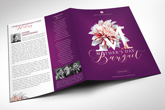 Mothers Day Banquet Program Word in Brochure Templates - product preview 2