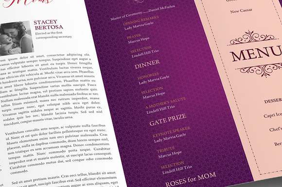 Mothers Day Banquet Program Word in Brochure Templates - product preview 3