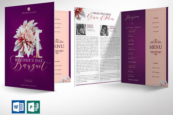 Mothers Day Banquet Program Word in Brochure Templates - product preview 4