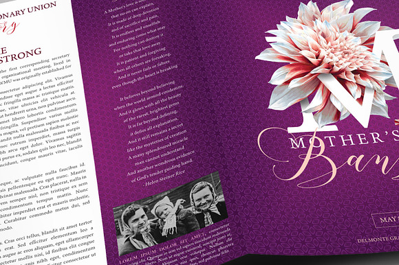 Mothers Day Banquet Program Word in Brochure Templates - product preview 5