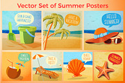Summer Beach Posters vector Set