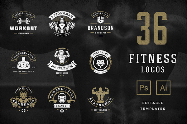 Retro Fitness & Gym Logos Set