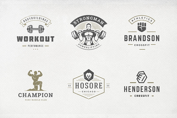 Retro Fitness & Gym Logos Set in Logo Templates - product preview 3