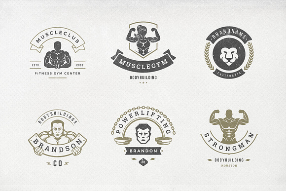 Retro Fitness & Gym Logos Set in Logo Templates - product preview 6