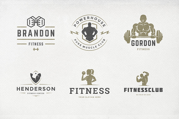 Retro Fitness & Gym Logos Set in Logo Templates - product preview 10