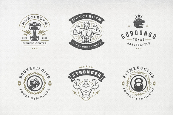 Retro Fitness & Gym Logos Set in Logo Templates - product preview 11