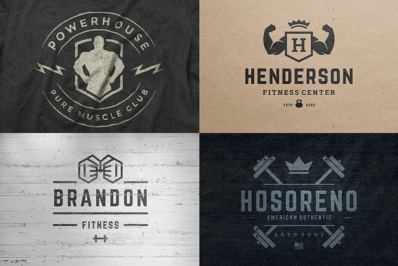 Retro Fitness & Gym Logos Set in Logo Templates - product preview 13