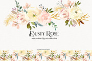 Dusty Rose Watercolor Clipart