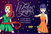 Zodiac nymphs. Big graphic set.