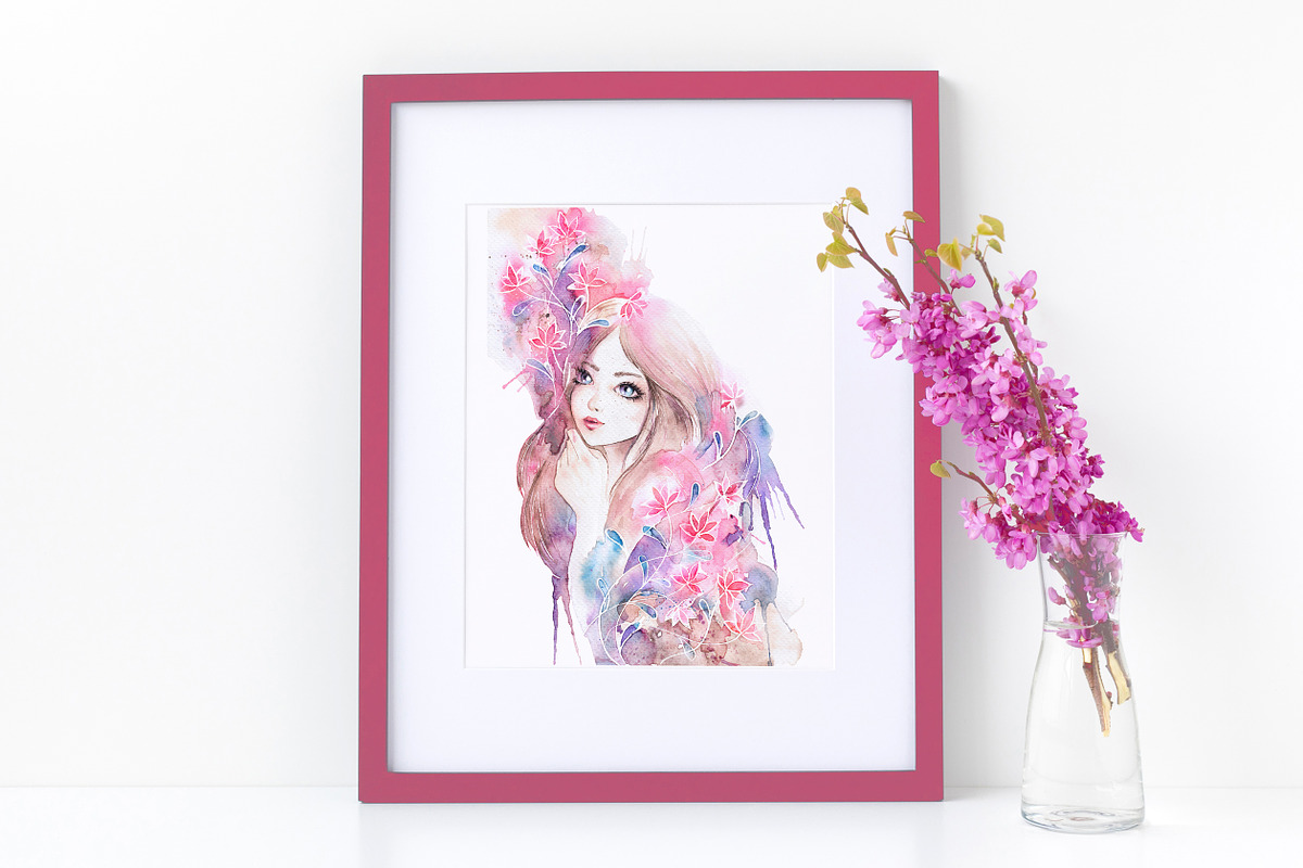 Flower Girl Watercolor Art in Illustrations - product preview 8
