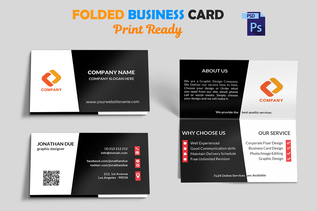 Creative Folded Business Card Vol-3 in Business Card Templates - product preview 8