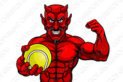 Devil Tennis Sports Mascot Holding