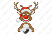 Christmas Reindeer in Santa Hat