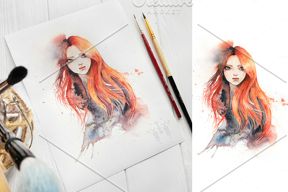Ginger Girls: Watercolor SET in Illustrations - product preview 6