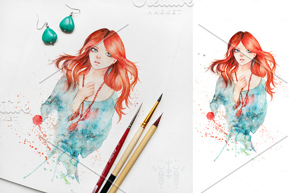 Ginger Girls: Watercolor SET in Illustrations - product preview 8