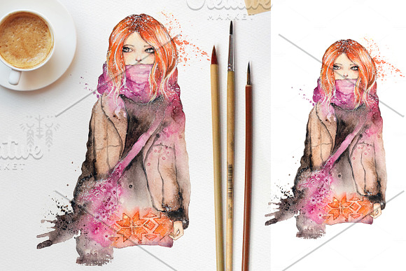 Ginger Girls: Watercolor SET in Illustrations - product preview 9