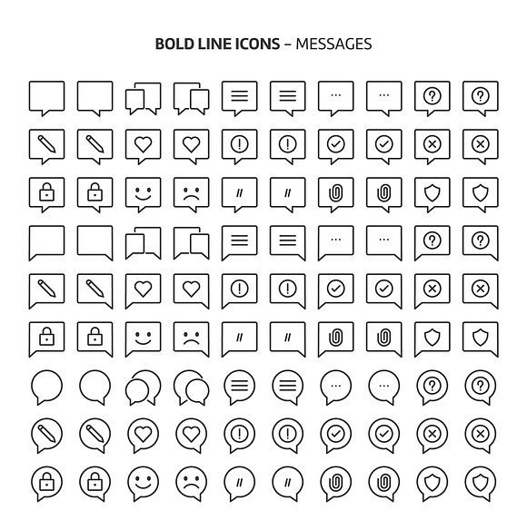 Bold Line Icons in Text Message Icons - product preview 108