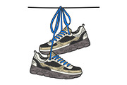 Sneakers on wire sketch color