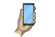 Smart phone in hand color sketch