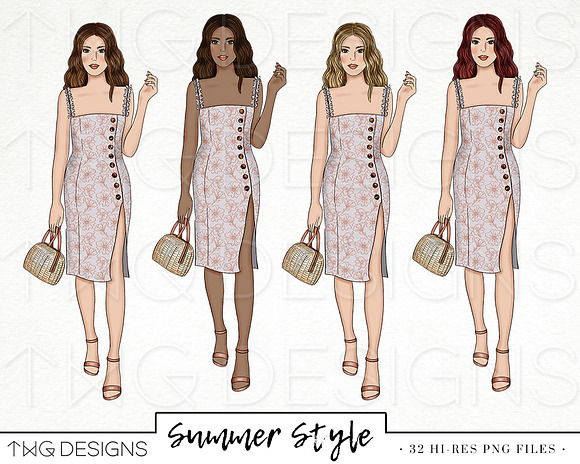 Trendy Fashion Girl Clip Art Bundle in Illustrations - product preview 3