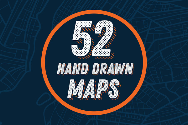 52 Hand Drawn Maps Set