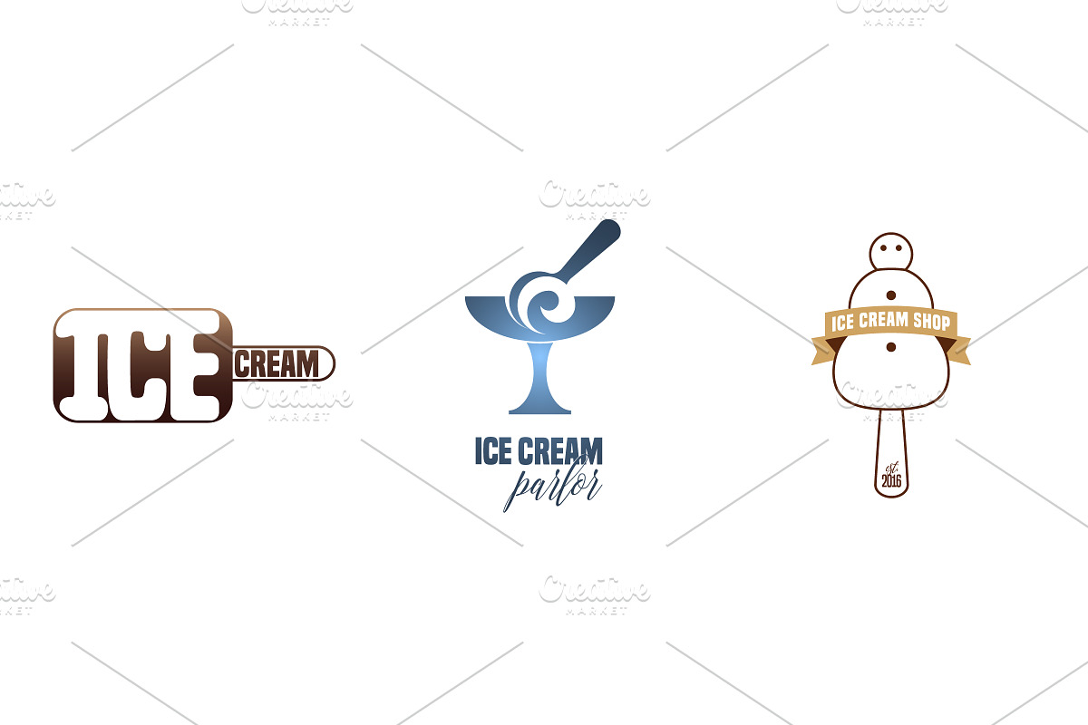 Ice cream vector logo, sign set in Logo Templates - product preview 8