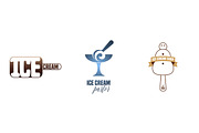 Ice cream vector logo, sign set