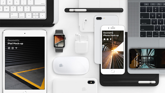 Geometric Apple Devices Mock-up Set in Mobile & Web Mockups - product preview 4
