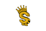 gold dollar sign with crown