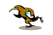 Kiwi bird rugby player running