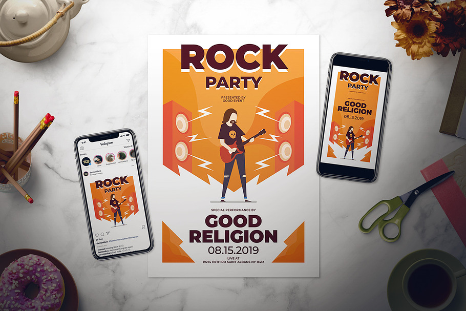 Rock Party Flyer Set in Flyer Templates - product preview 8