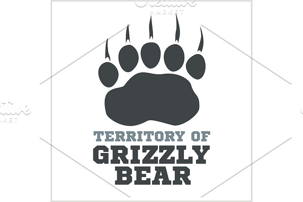 footprint grizzly bear - vector
