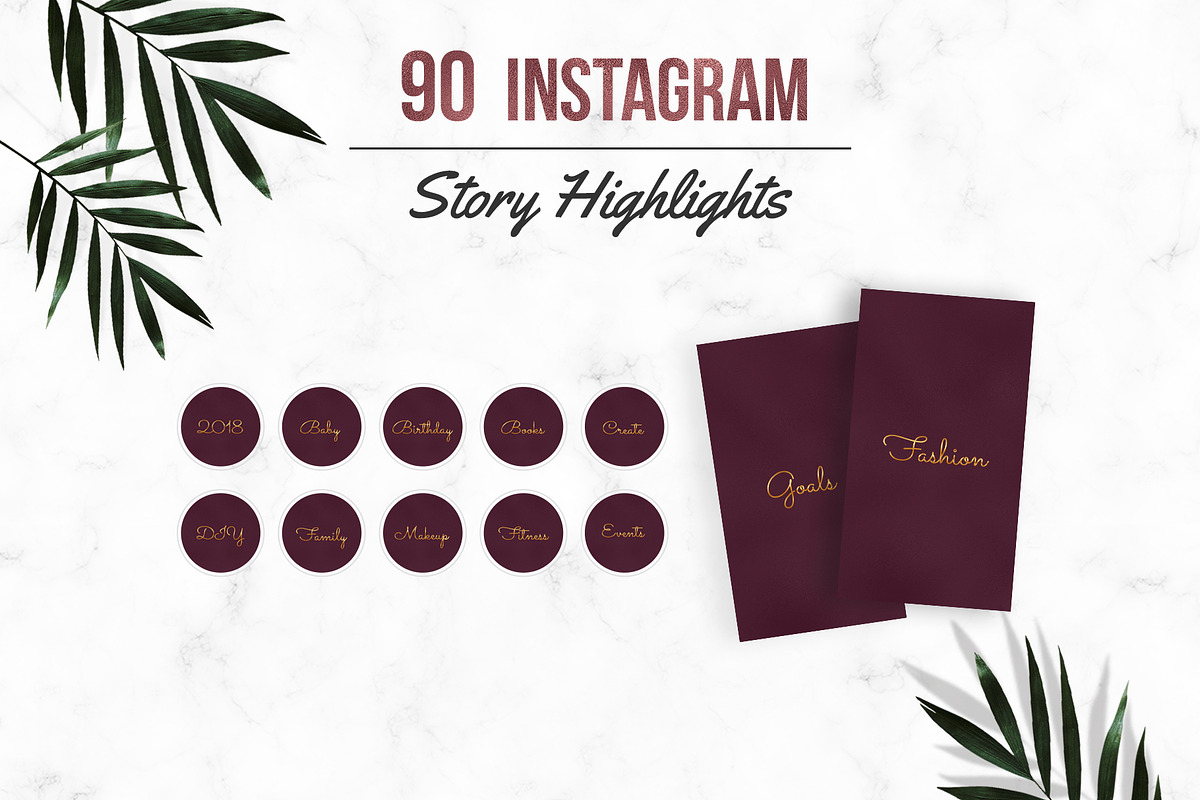 Burgundy Instagram Story Highlights in Instagram Templates - product preview 8