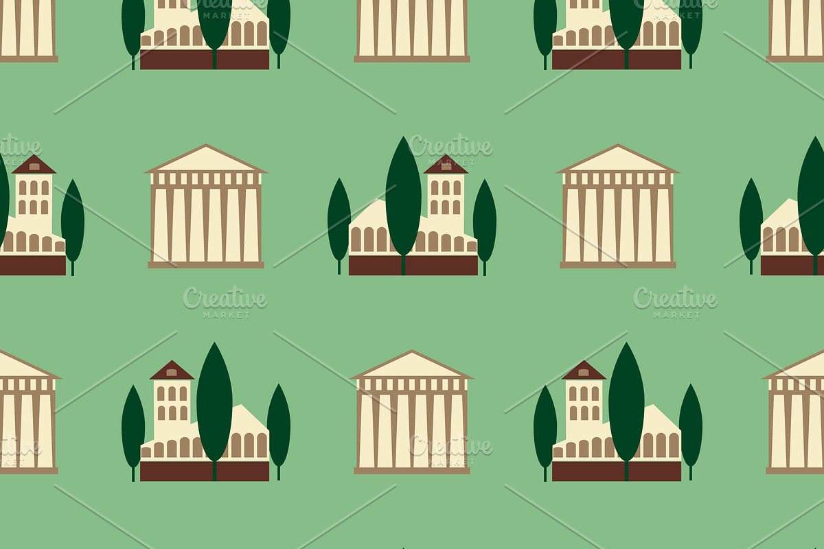 Seamless ancient city pattern in Patterns - product preview 8