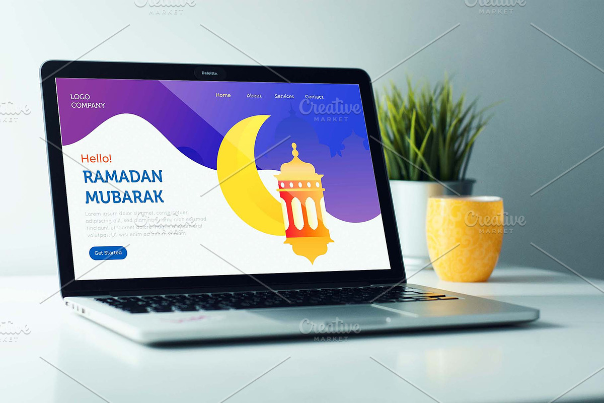 Ramadan Landing Page with Lantern in Landing Page Templates - product preview 8