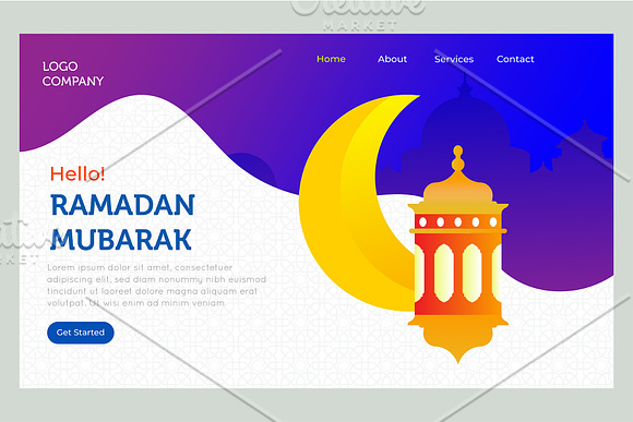 Ramadan Landing Page with Lantern in Landing Page Templates - product preview 1
